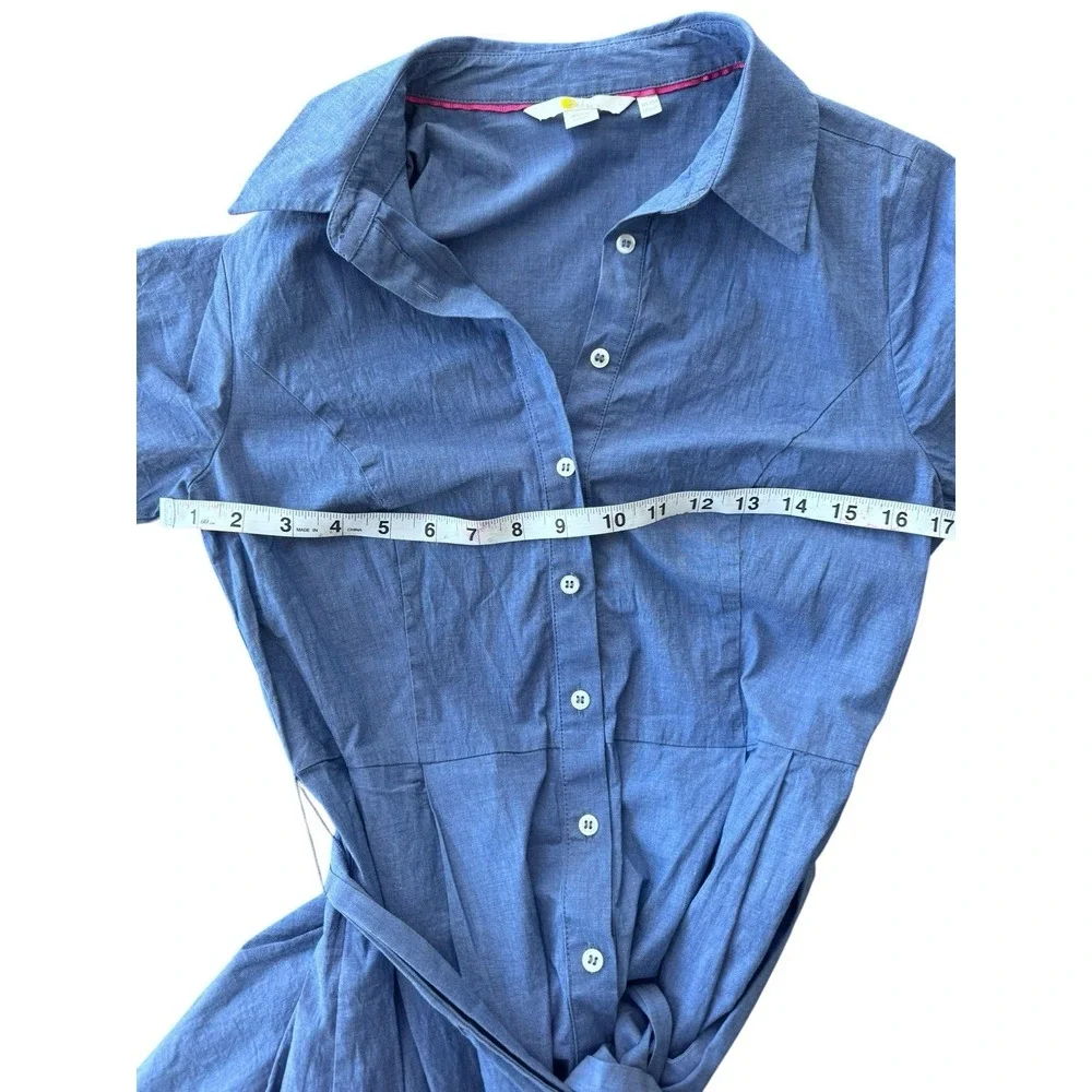 Boden Anastasia Blue Tie Shirt Dress Women's Size 10r Nautical Cotton Stretch‎ - Picture 4 of 7